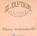 Dufour-Dufour Gaston No. 59, Universal Milling Machine, Instruct & Spare Parts Manual-59-No. 59-06